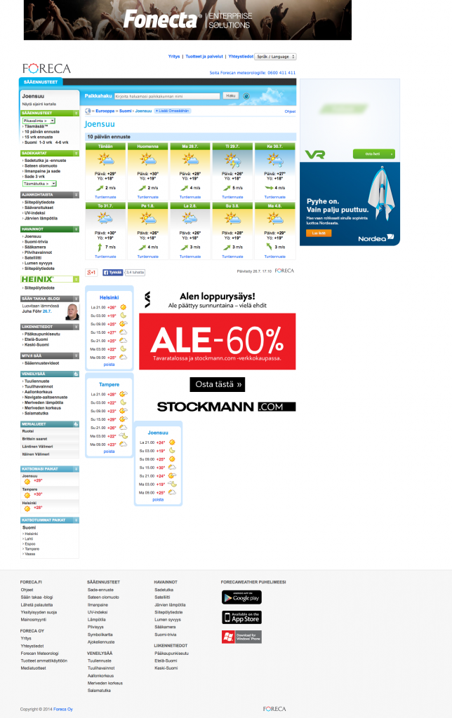 10 vrk sää Joensuu - Foreca.fi